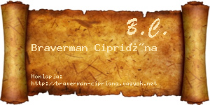 Braverman Cipriána névjegykártya